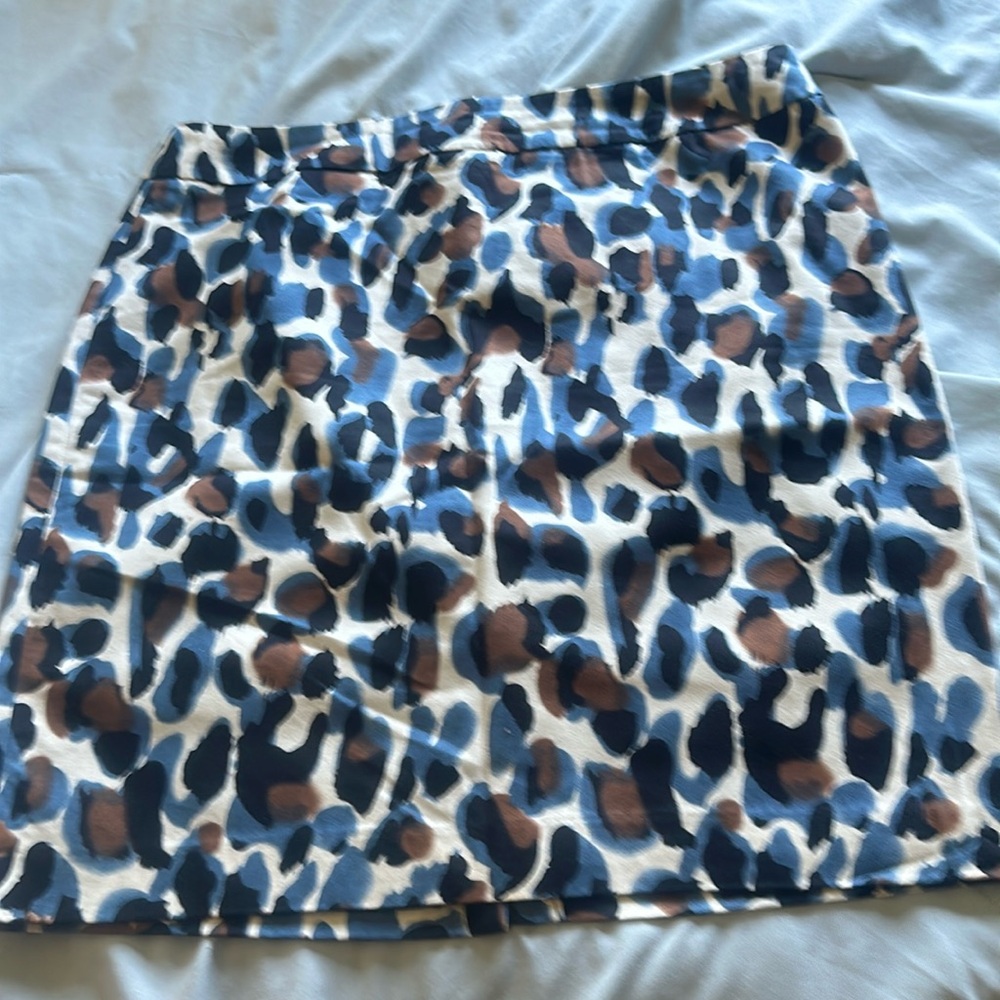Valerie Bertinelli Womens Blue Cheetah Print Skirt (4180)